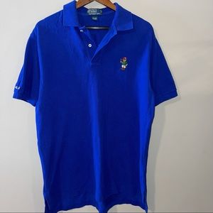 Men’s sz L polo Ralph Lauren collar Polo button shirt with embroidered bear
